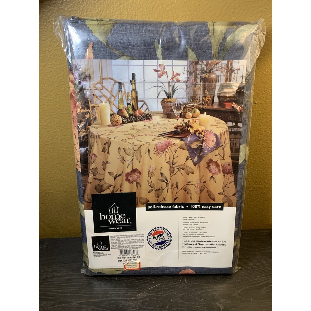 Home Wear Easy Elegance Fine Linens 60x104" Oblong Tablecloth NIP Asian Vine - Picture 4 of 8